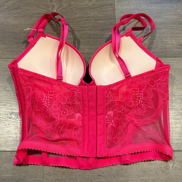 Very Sexy Satin Crystal Satin Lace Bustier Push Up - Picture 3 of 6